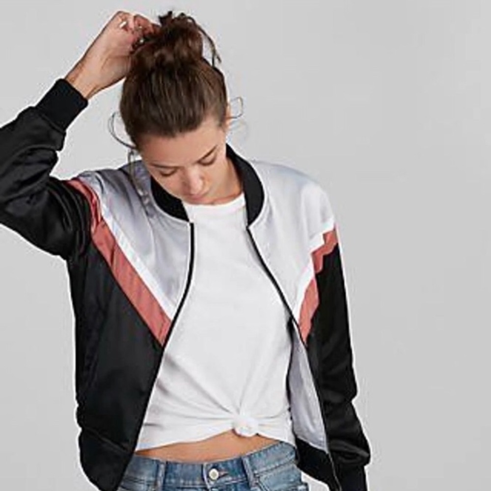 Express Color Block Chevron Jacket
